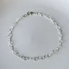 Pulseira elos corações Prata-925