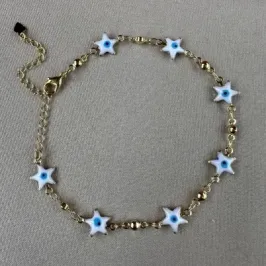 Pulseira estrela olho grego resina 