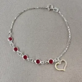 Pulseira pontos de luz rosa Prata 925