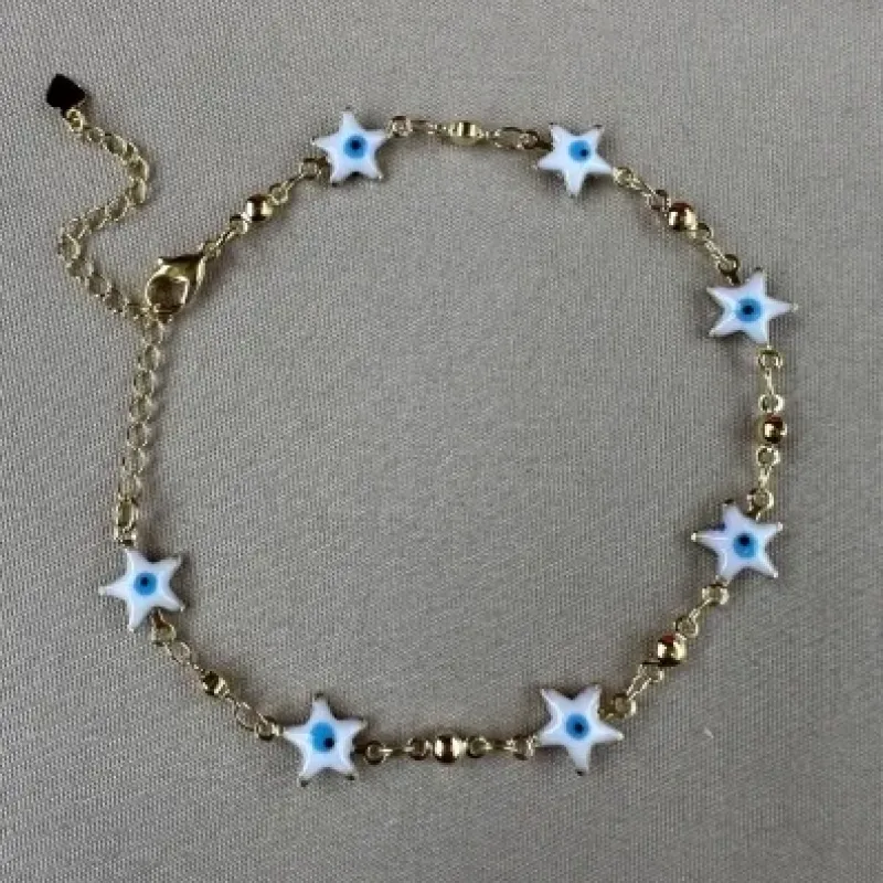 Pulseira estrela olho grego resina 