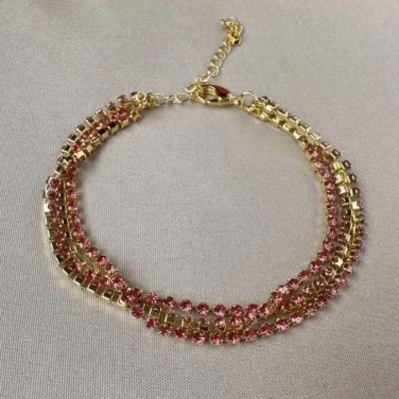 Pulseira tripla riviera pink