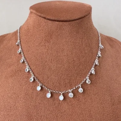 Choker pontos de luz cristal Prata 925